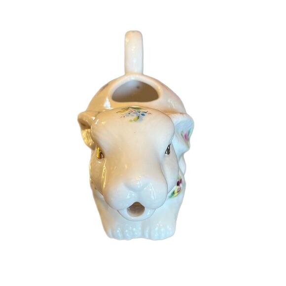 Grace Tea Ware Bunny Rabbit Creamer Flowers with Gold Accents 5” Wide X 3” Tall - Picture 3 of 7